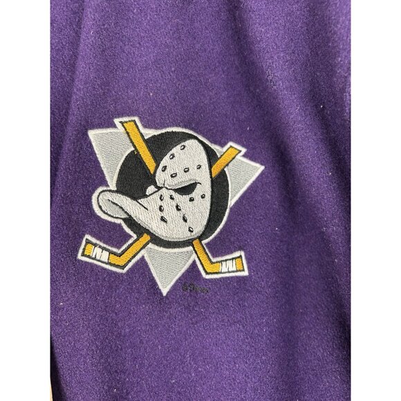 VTG Anaheim Mighty Ducks DeLong 90s Mens LARGE Wool Jacket Snap Button Purple - Picture 15 of 16